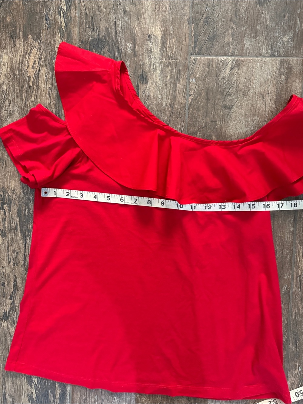💕 Who What Wear Red One-Shoulder Ruffle Top ✨ - Picture 8 of 8